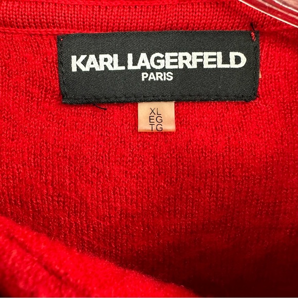 Karl Lagerfeld Red Wool Blend Cape Short Swing Cardigan Jacket Blazer, XL - Picture 6 of 8